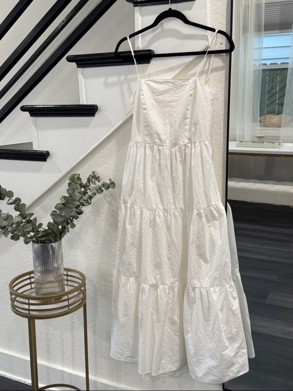 White Tiered Spaghetti Strap Dress